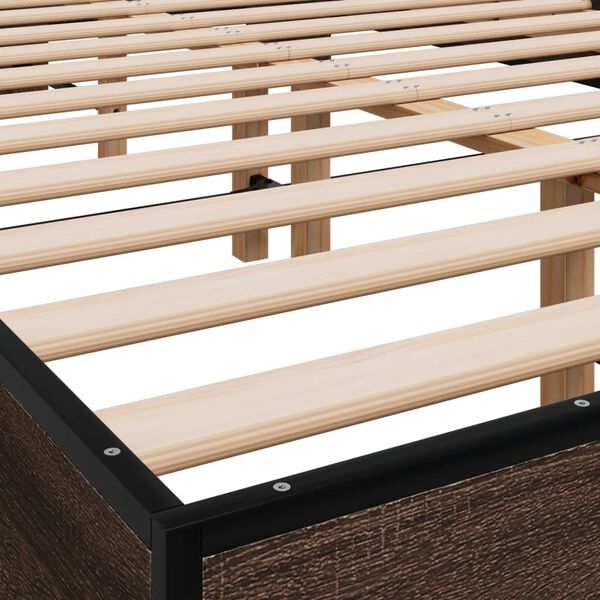 vidaXL Πλαίσιο Κρεβατιού Καφέ Δρυς 140x200 εκ. Επεξ. Ξύλο & Μέταλλο