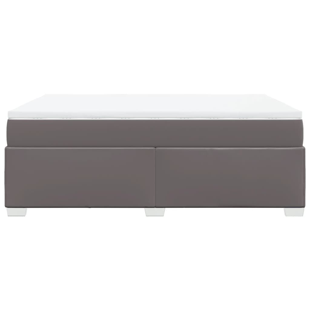 vidaXL Κρεβάτι Boxspring με Στρώμα Γκρι 140x190εκ. από Συνθετικό Δέρμα