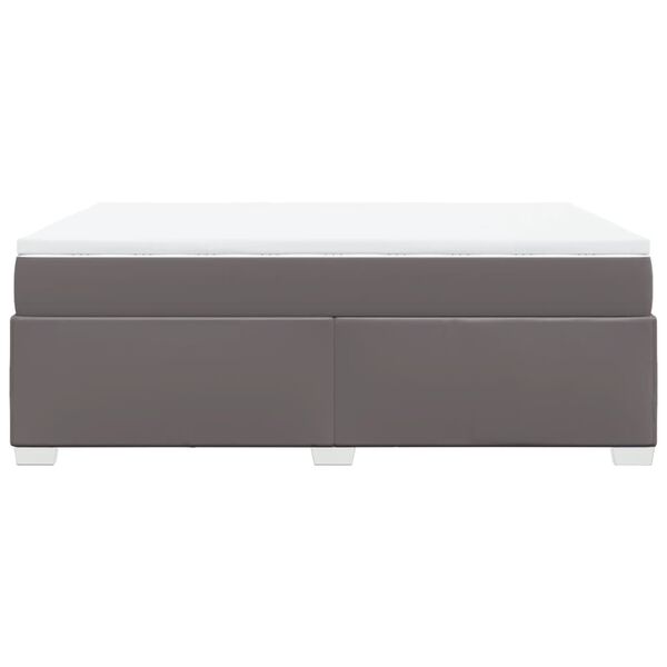 vidaXL Κρεβάτι Boxspring με Στρώμα Γκρι 140x190εκ. από Συνθετικό Δέρμα