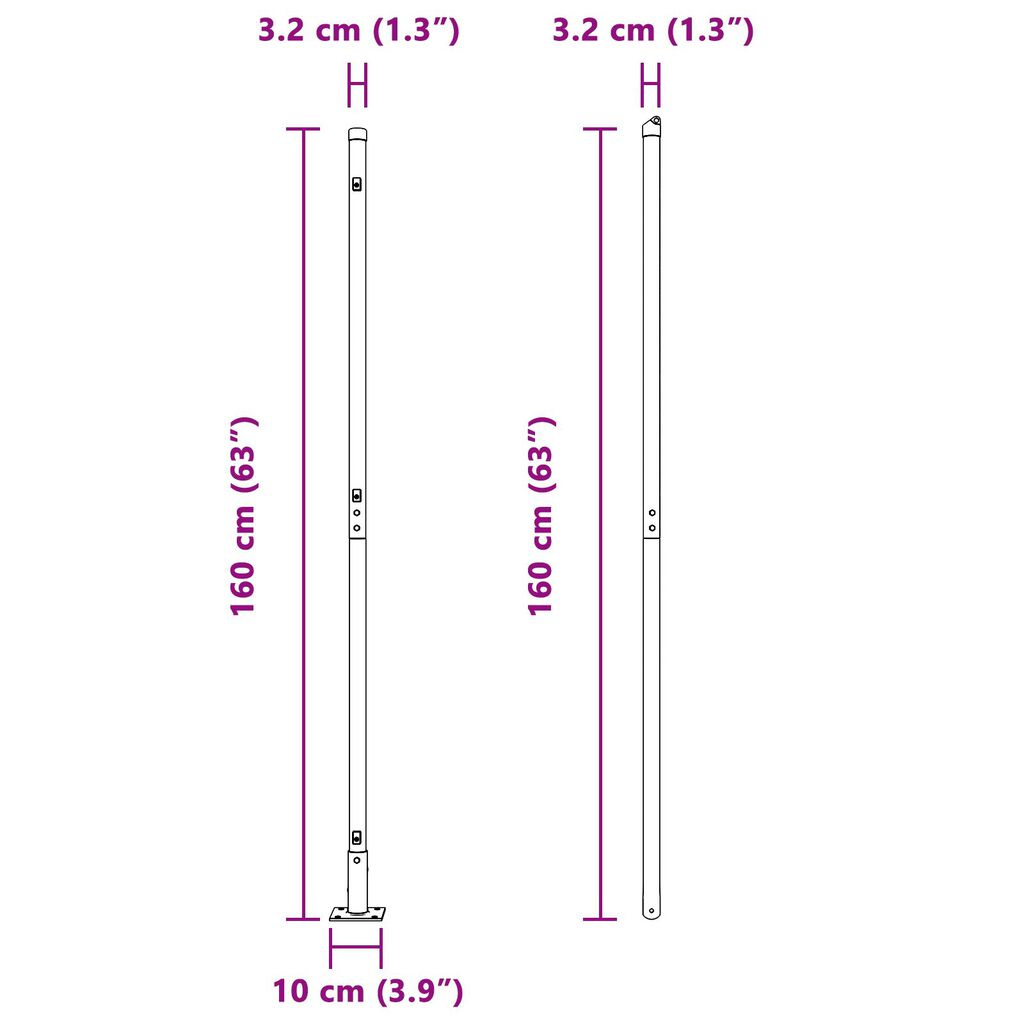 vidaXL Στυλίβες με Βάσεις 52 τεμ Ø32mm 83,5cm Γαλβανισμένος Χάλυβας