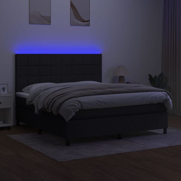 vidaXL &Kappa;&rho;&epsilon;&beta;ά&tau;&iota; Boxspring &mu;&epsilon; &Sigma;&tau;&rho;ώ&mu;&alpha; & LED &Mu;&alpha;ύ&rho;&omicron; 180x200 &epsilon;&kappa;. &Upsilon;&phi;&alpha;&sigma;&mu;ά&tau;&iota;&nu;&omicron;
