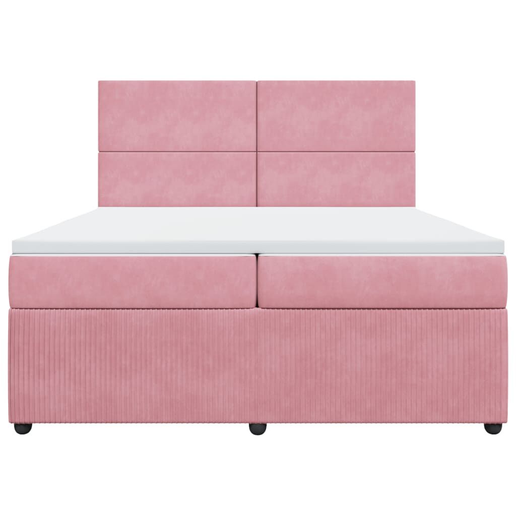 vidaXL Κρεβάτι Boxspring με Στρώμα Ροζ 200x200 εκ. Βελούδινο