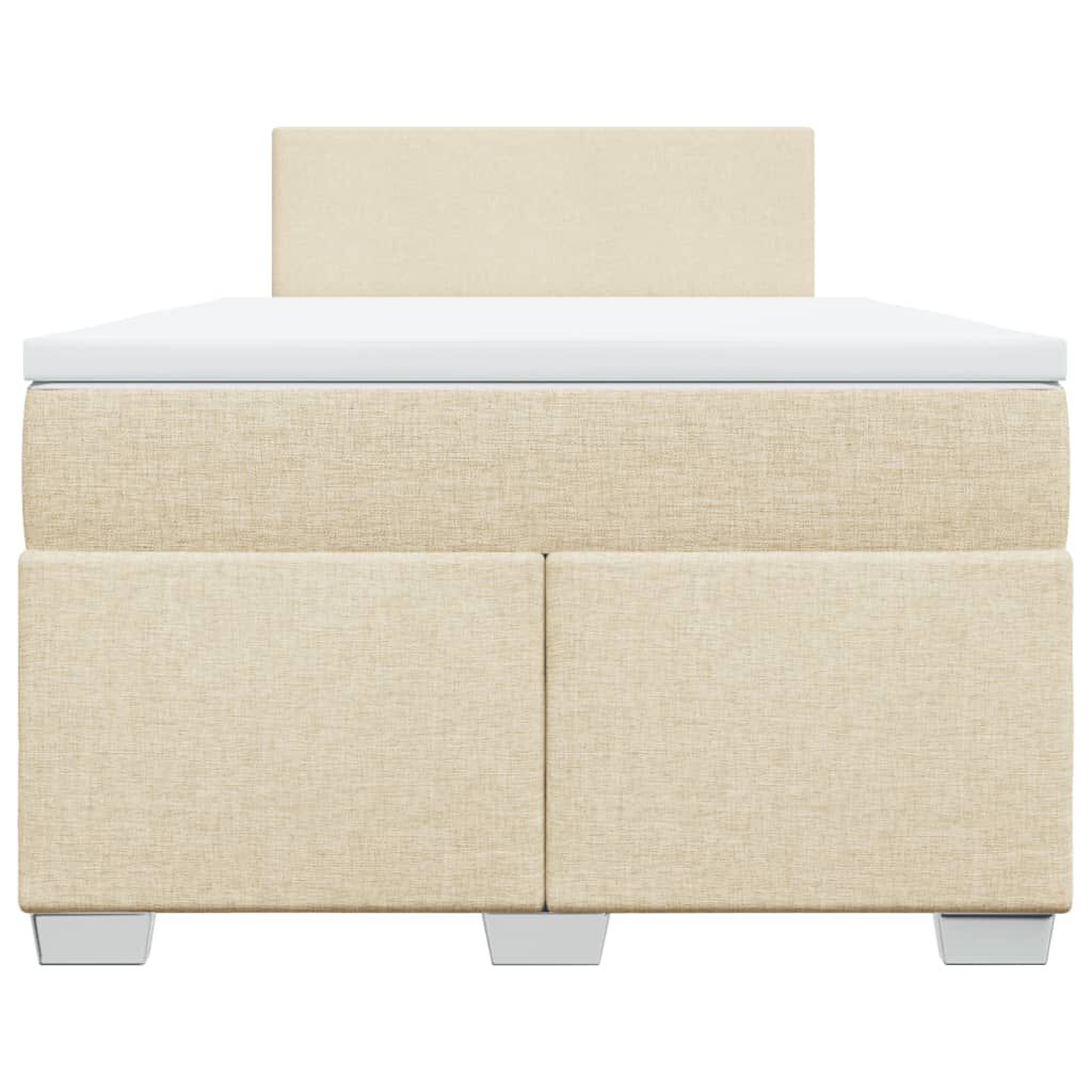 vidaXL Κρεβάτι Boxspring με Στρώμα Κρεμ 120x200 εκ. Υφασμάτινο
