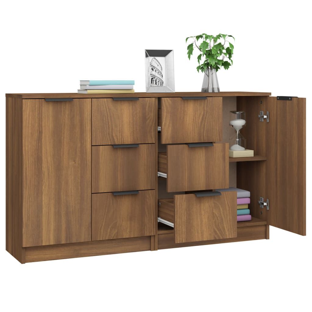 vidaXL Συρταριέρες 2 τεμ. Καφέ Δρυς 60x30x70 εκ. Επεξεργασμένο Ξύλο