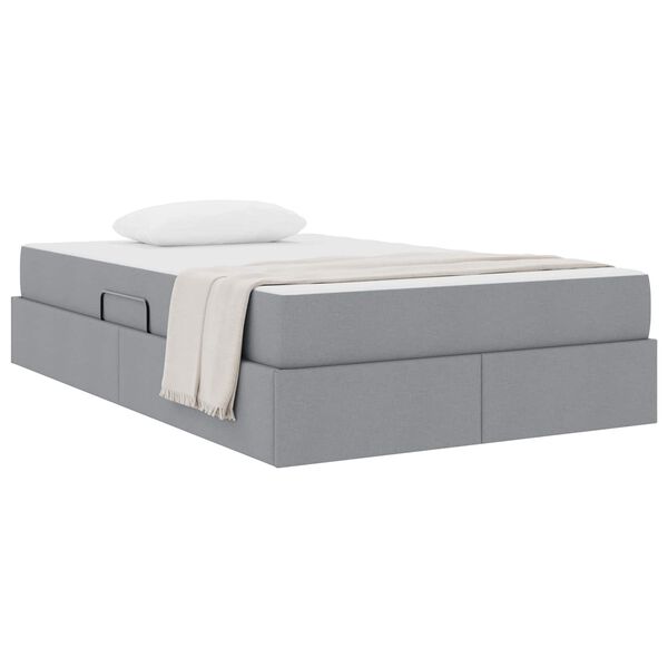 vidaXL Κρεβάτι με αποθηκευτικό χώρο και στρώμα με στρώμα Ανοιχτό γκρι