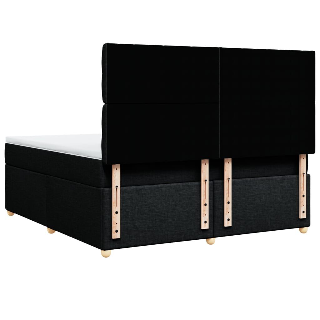 vidaXL Κρεβάτι Boxspring με Στρώμα Μαύρο 180x200 εκ. Υφασμάτινο