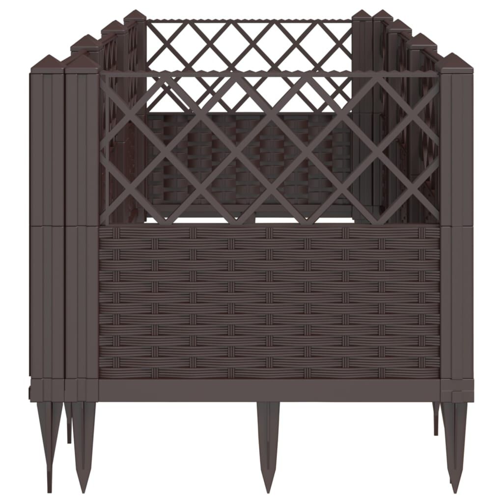 vidaXL Ζαρντινιέρα με Πασσάλους Καφέ 123,5x43,5x43,5εκ. Πολυπροπυλένιο