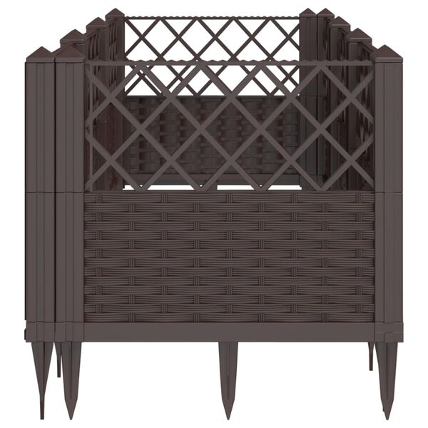 vidaXL Ζαρντινιέρα με Πασσάλους Καφέ 123,5x43,5x43,5εκ. Πολυπροπυλένιο