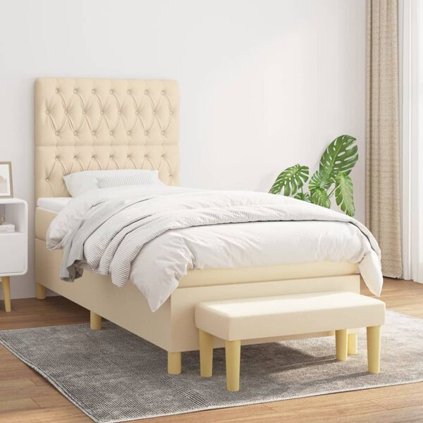 vidaXL &Kappa;&rho;&epsilon;&beta;ά&tau;&iota; Boxspring &mu;&epsilon; &Sigma;&tau;&rho;ώ&mu;&alpha; &Kappa;&rho;&epsilon;&mu; 90x200 &epsilon;&kappa;.&Upsilon;&phi;&alpha;&sigma;&mu;ά&tau;&iota;&nu;&omicron;