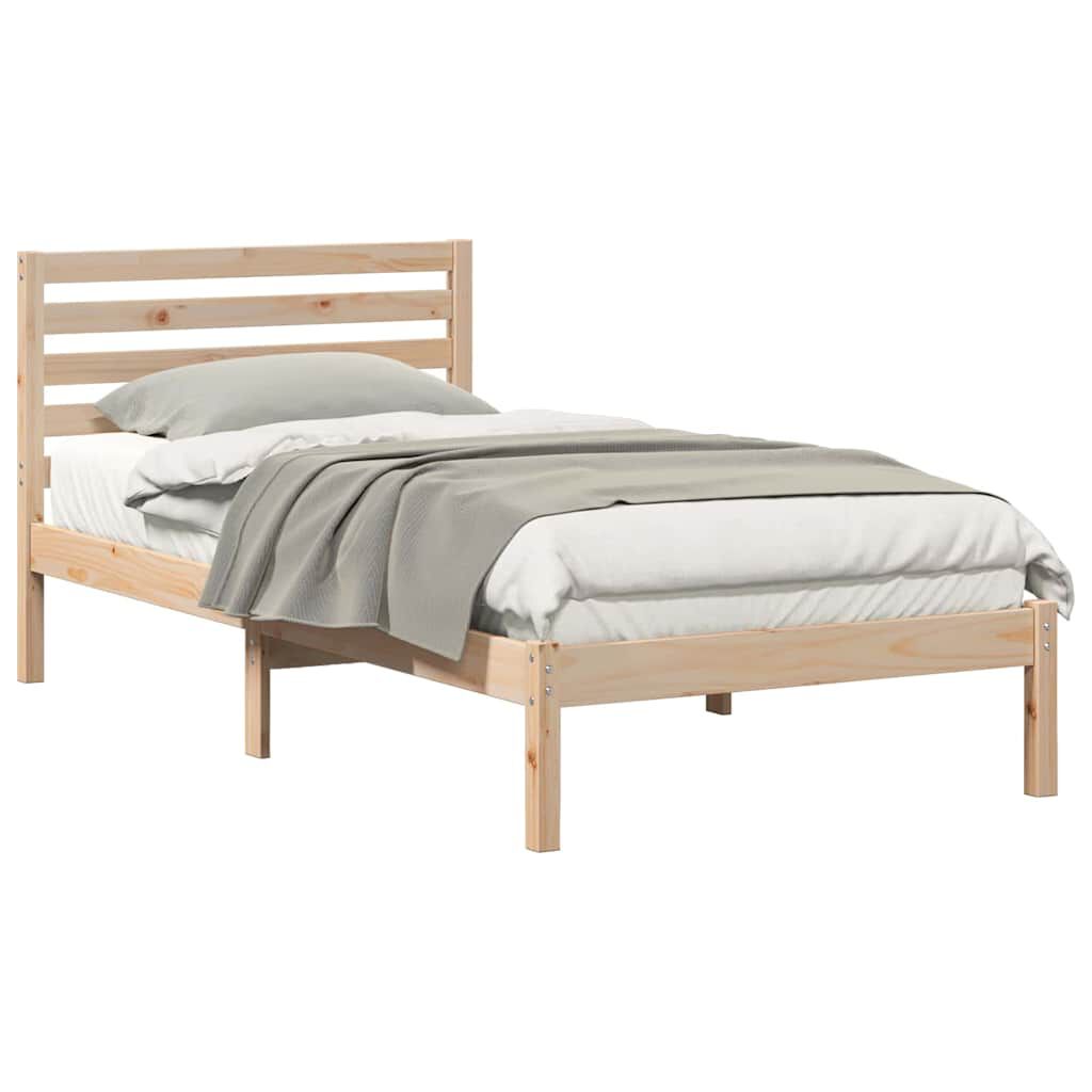 vidaXL Σκελετός Κρεβατιού Καφέ 75 x 190 cm Μασίφ ξύλο πεύκου