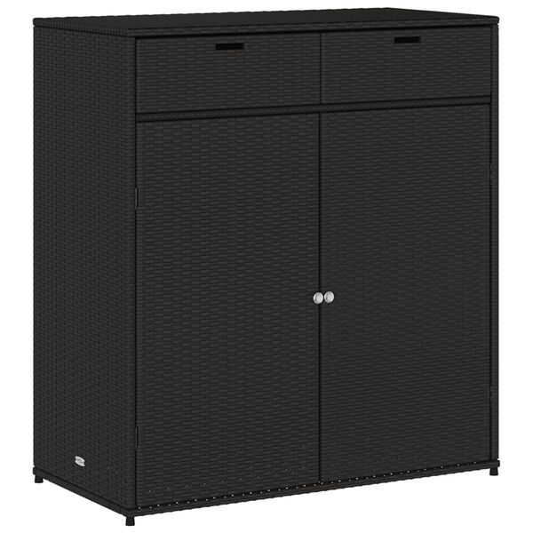 vidaXL Ντουλάπι Αποθήκευσης Κήπου Μαύρο 105x55x113 εκ. από Συνθ. Ρατάν