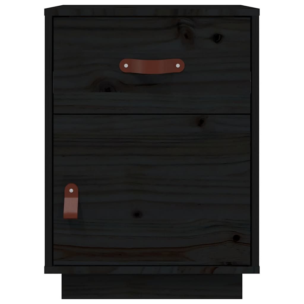 vidaXL Κομοδίνο Μαύρο40x34x55εκ. από Μασίφ Ξύλο Πεύκου