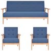 vidaXL Σετ Σαλονιού 3 τεμ. Μπλε Υφασμάτινο
