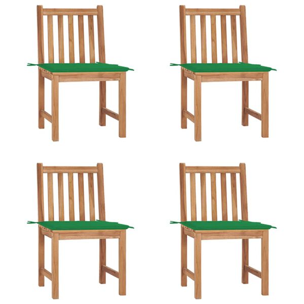 vidaXL Καρέκλες Κήπου 4 Τεμαχίων από Μασίφ Ξύλο Teak με Μαξιλάρια