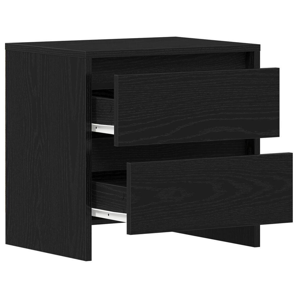 vidaXL Κομοδίνο 2 τεμ Μαύρο Δρυς 45x34x44,5 εκ Επεξεργασμένο ξύλο