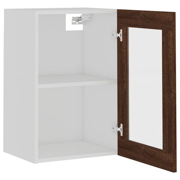 vidaXL Ντουλάπι Κρεμαστό Γυάλινο Lyon Καφέ Δρυς 40x31x60εκ. Επεξ. Ξύλο