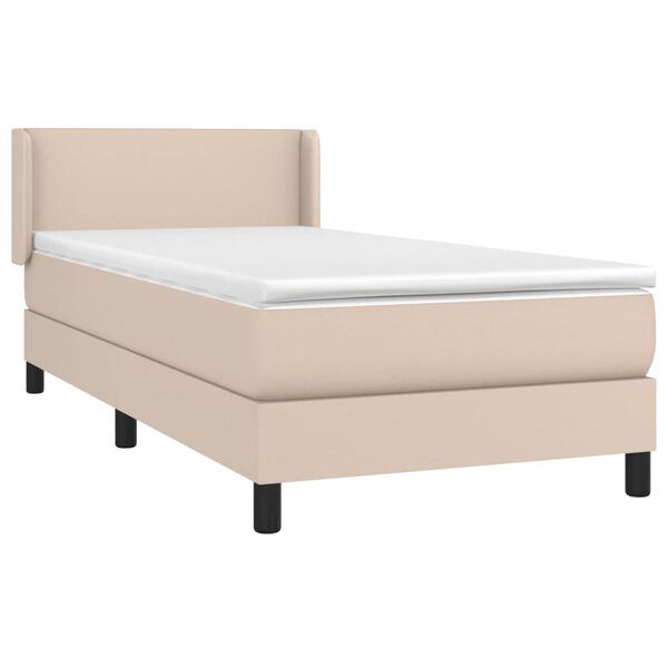 vidaXL Κρεβάτι Boxspring με Στρώμα Καπουτσίνο 100x200εκ.από Συνθ.Δέρμα