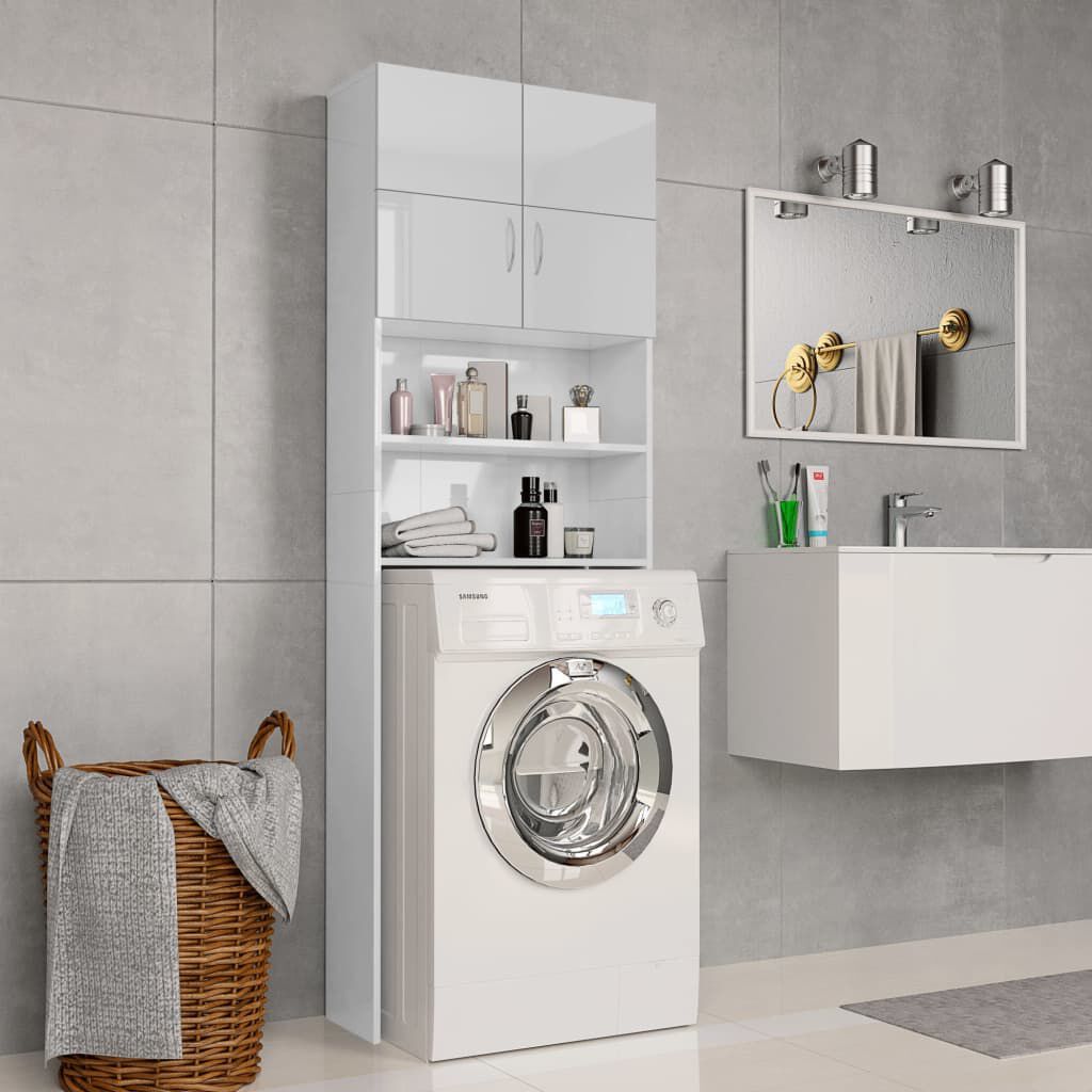 vidaXL Ντουλάπι Πλυντηρίου Γυαλιστερό Λευκό 64 x 25,5 x 190 εκ.