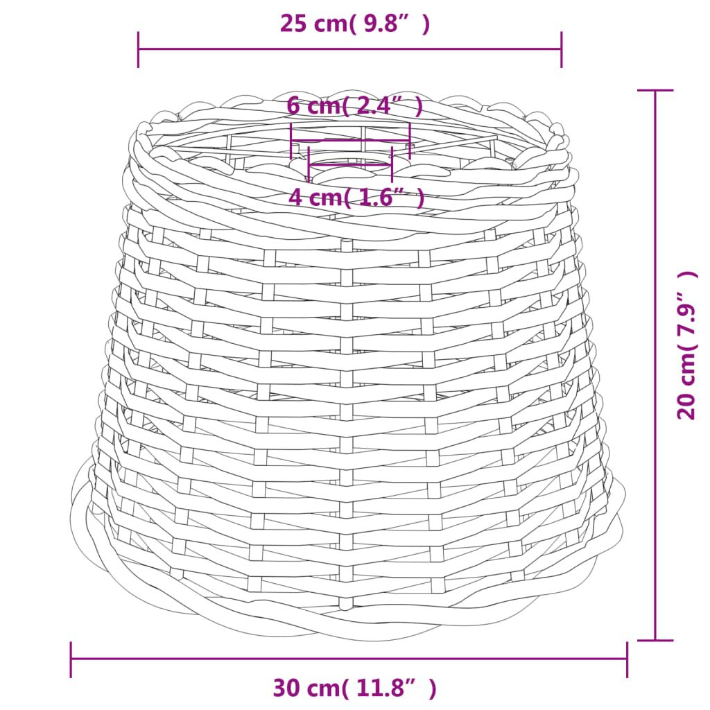 vidaXL Καπέλο Φωτιστικού Οροφής Λευκό Ø30x20 εκ. από Wicker