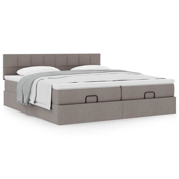 vidaXL Οθωμανικό κρεβάτι με στρώματα Taupe 160x200cm ύφασμα