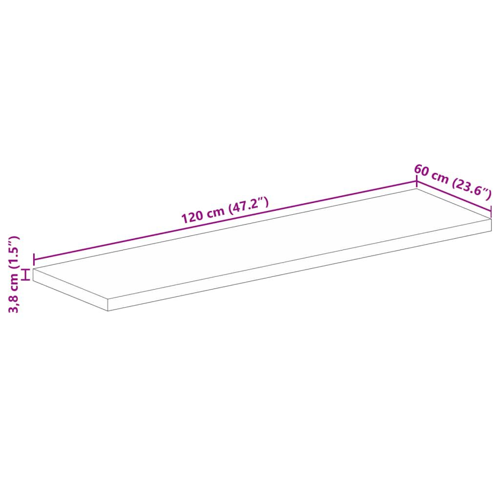 vidaXL Επιφάνεια Τραπεζιού Ορθογώνια 120x60x3,8 εκ. Μασίφ Ξύλο Μάνγκο