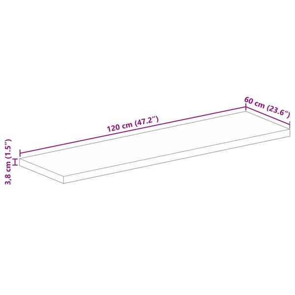 vidaXL Επιφάνεια Τραπεζιού Ορθογώνια 120x60x3,8 εκ. Μασίφ Ξύλο Μάνγκο