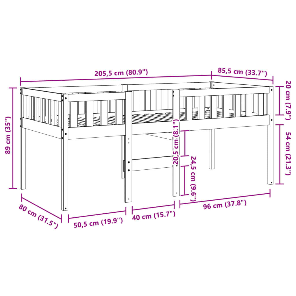 vidaXL Κρεβάτι Παιδικό Χωρίς Στρώμα Λευκό 80x200 εκ. Μασίφ Ξύλο Πεύκου