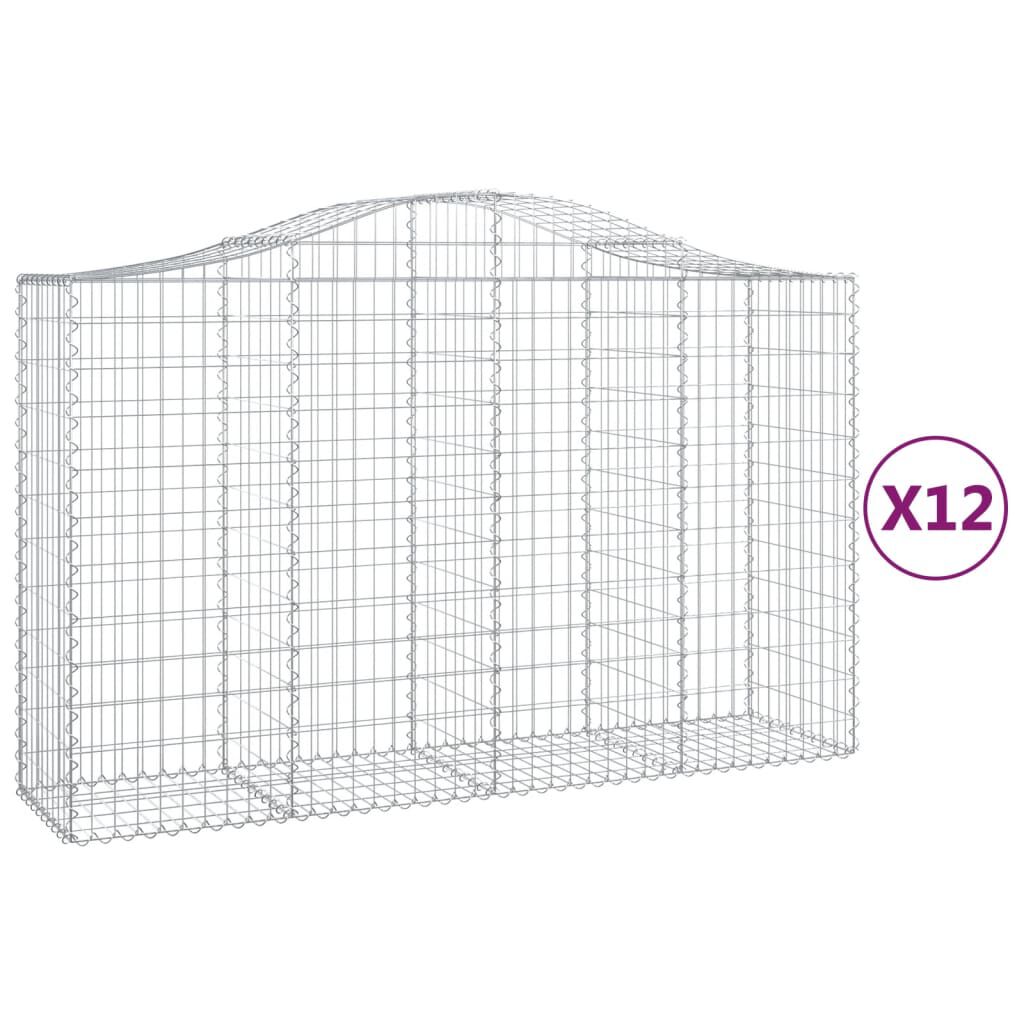 vidaXL Συρματοκιβώτια Τοξωτά 12 τεμ. 200x50x120/140 εκ. Γαλβαν. Ατσάλι