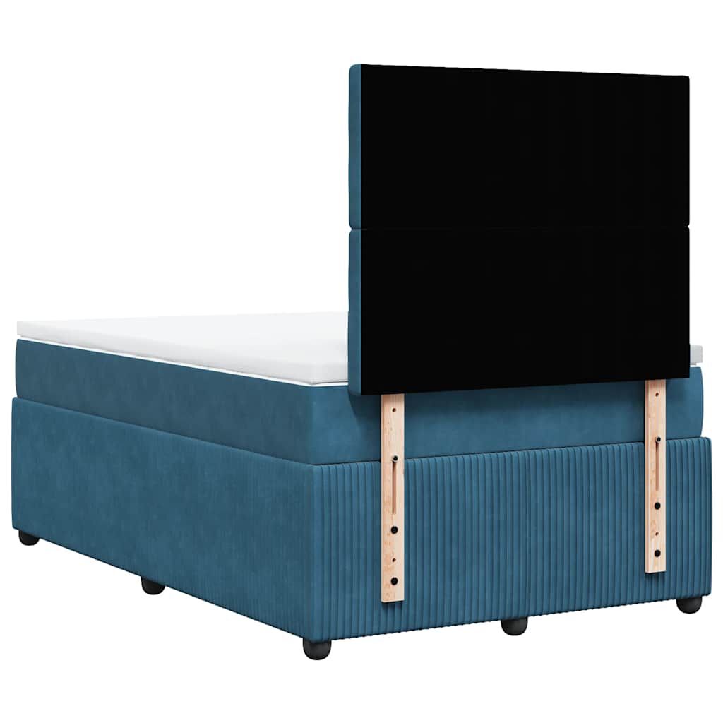 vidaXL Κρεβάτι Boxspring με Στρώμα Μπλε 120x200 εκ. Βελούδινο