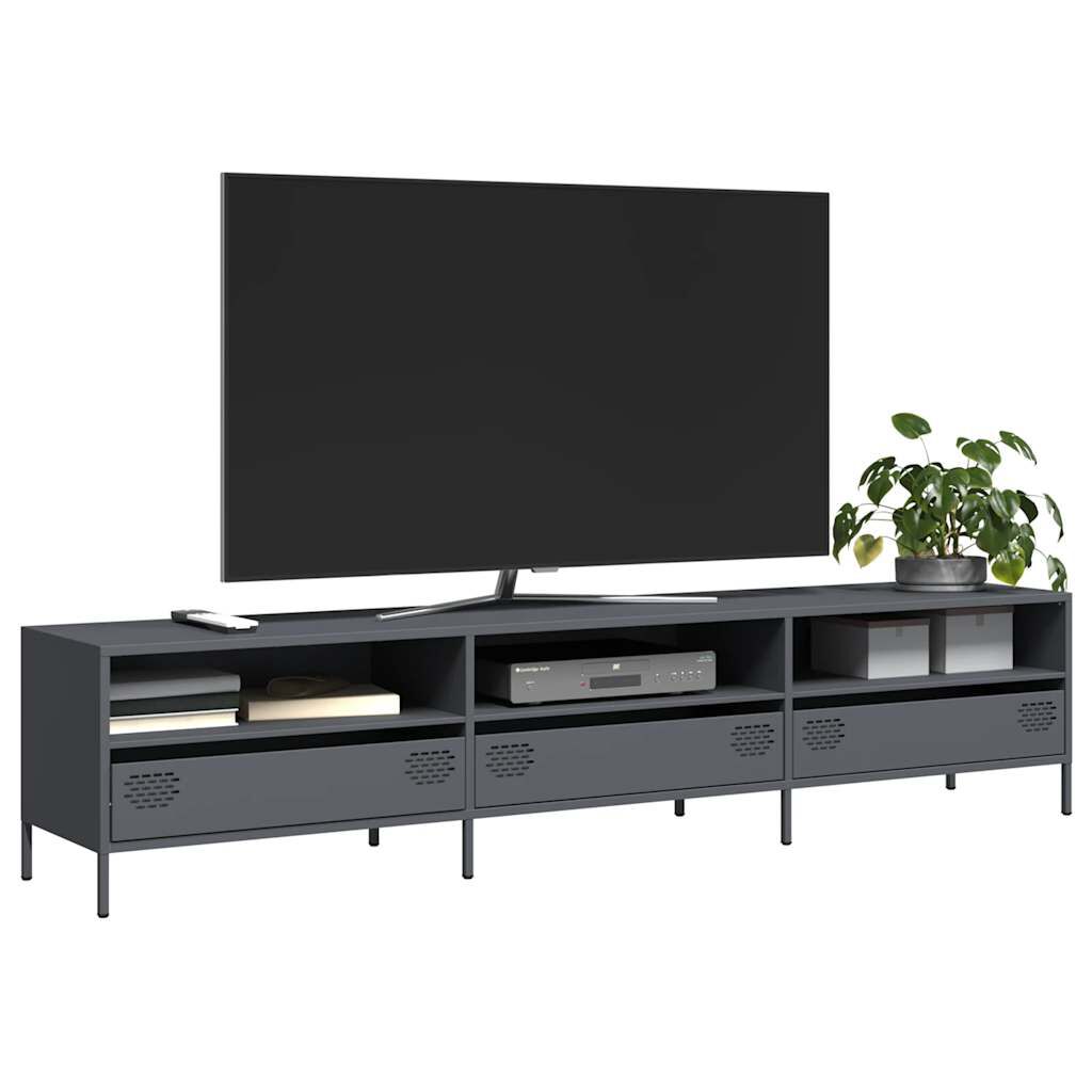 vidaXL Έπιπλο Τηλεόρασης Ανθρακί 202x39x43,5 εκ. Ατσάλι Ψυχρής Έλασης