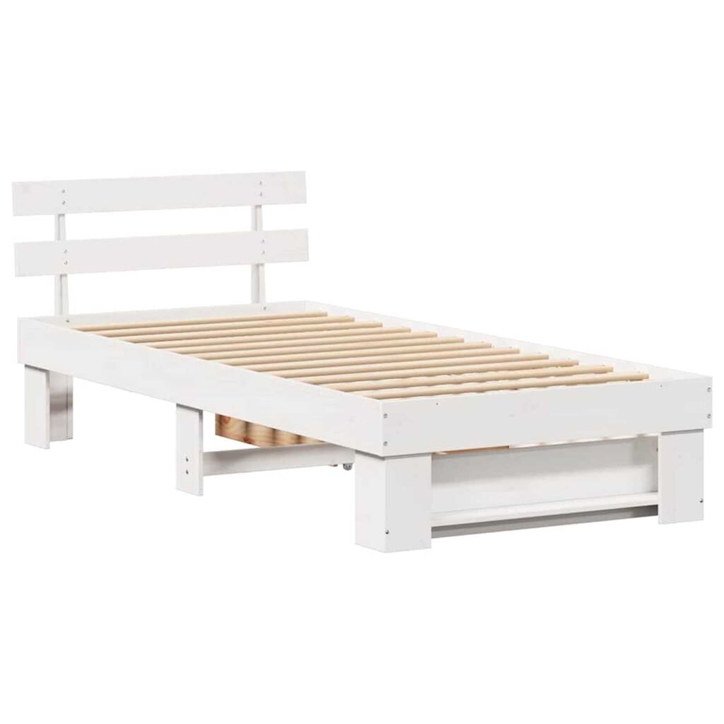 vidaXL Σκελετός Κρεβατιού Λευκό 80 x 200 cm Μασίφ ξύλο πεύκου
