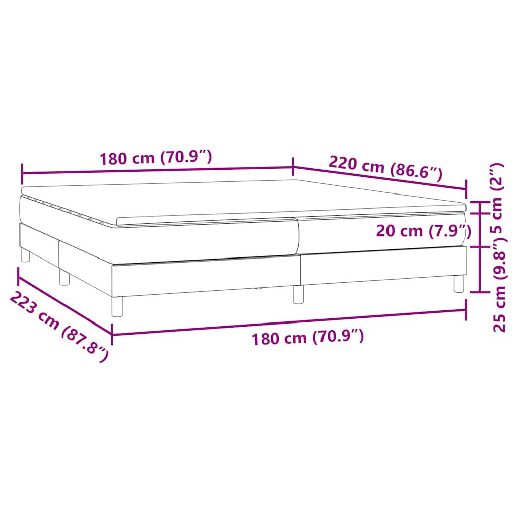 vidaXL Box Spring κρεβάτι με στρώμα ροζ 180x220 cm Βελούδινο