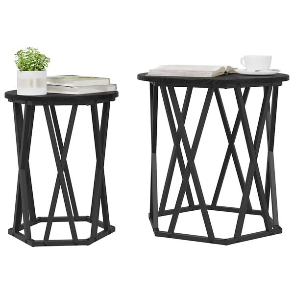 vidaXL Τραπεζάκι σαλονιού 2 pcs Μαύρη δρυς 50 x 50 x 50 cm