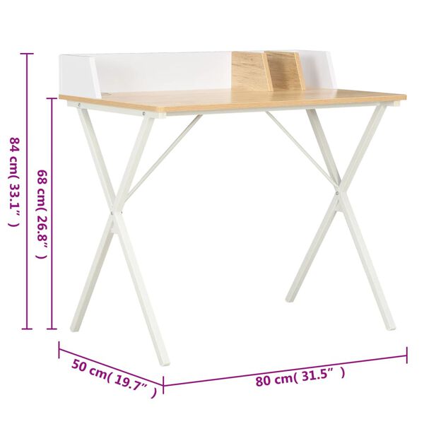 vidaXL Γραφείο Λευκό / Φυσικό Χρώμα 80 x 50 x 84 εκ.
