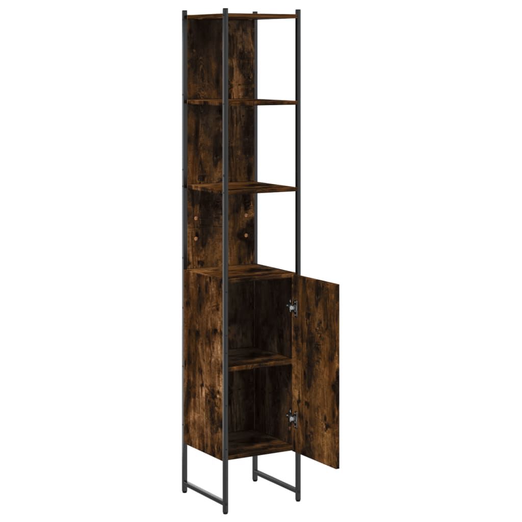 vidaXL Ντουλάπι Μπάνιου Καπνιστή Δρυς 33x33x185,5 εκ. Επεξεργ. Ξύλο