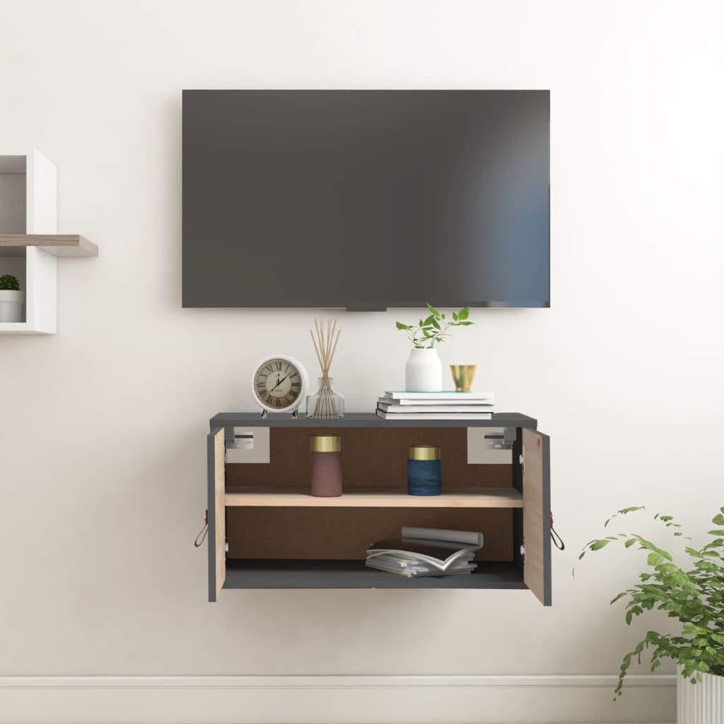 vidaXL Ντουλάπι Τοίχου Γκρι 60 x 30 x 30 εκ. από Μασίφ Ξύλο Πεύκου