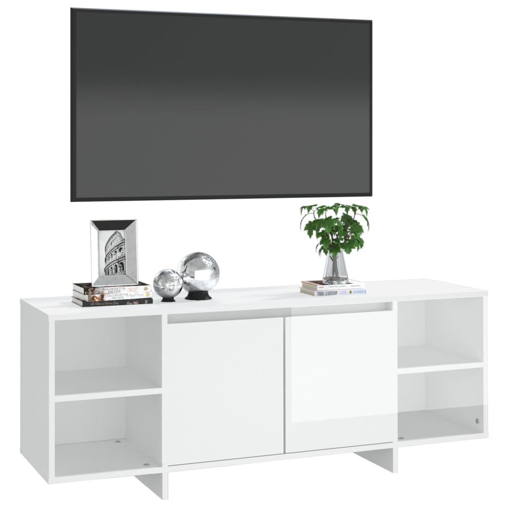 vidaXL Έπιπλο Τηλεόρασης Γυαλ. Λευκό 130 x 35 x 50 εκ. από Μοριοσανίδα