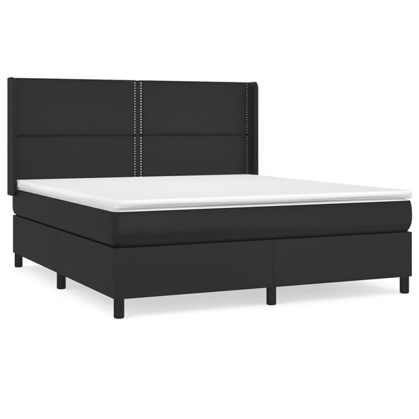 vidaXL Κρεβάτι Boxspring με Στρώμα Μαύρο 160x200εκ.από Συνθετικό Δέρμα