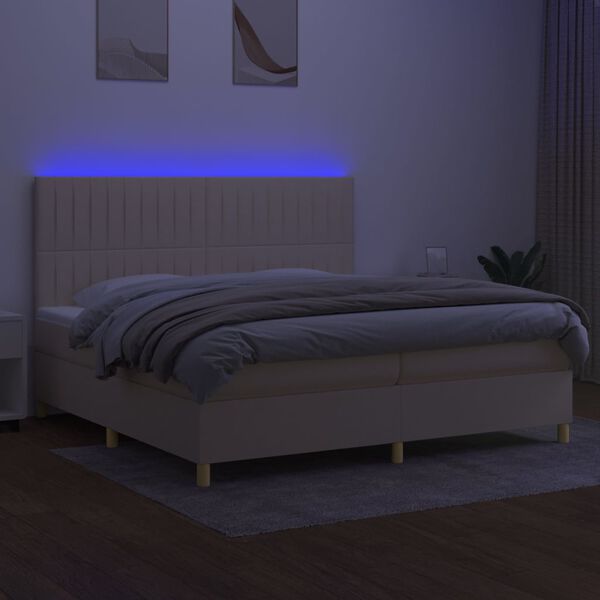 vidaXL &Kappa;&rho;&epsilon;&beta;ά&tau;&iota; Boxspring &mu;&epsilon; &Sigma;&tau;&rho;ώ&mu;&alpha; & LED &Kappa;&rho;&epsilon;&mu; 200x200 &epsilon;&kappa;. &Upsilon;&phi;&alpha;&sigma;&mu;ά&tau;&iota;&nu;&omicron;