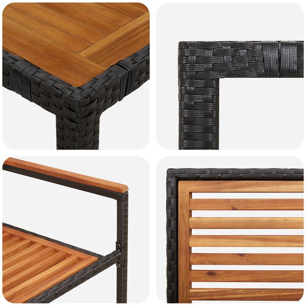 vidaXL Σέτ φαγητού για κήπο 9 pcs Μαύρο 190 x 90 x 75 cm