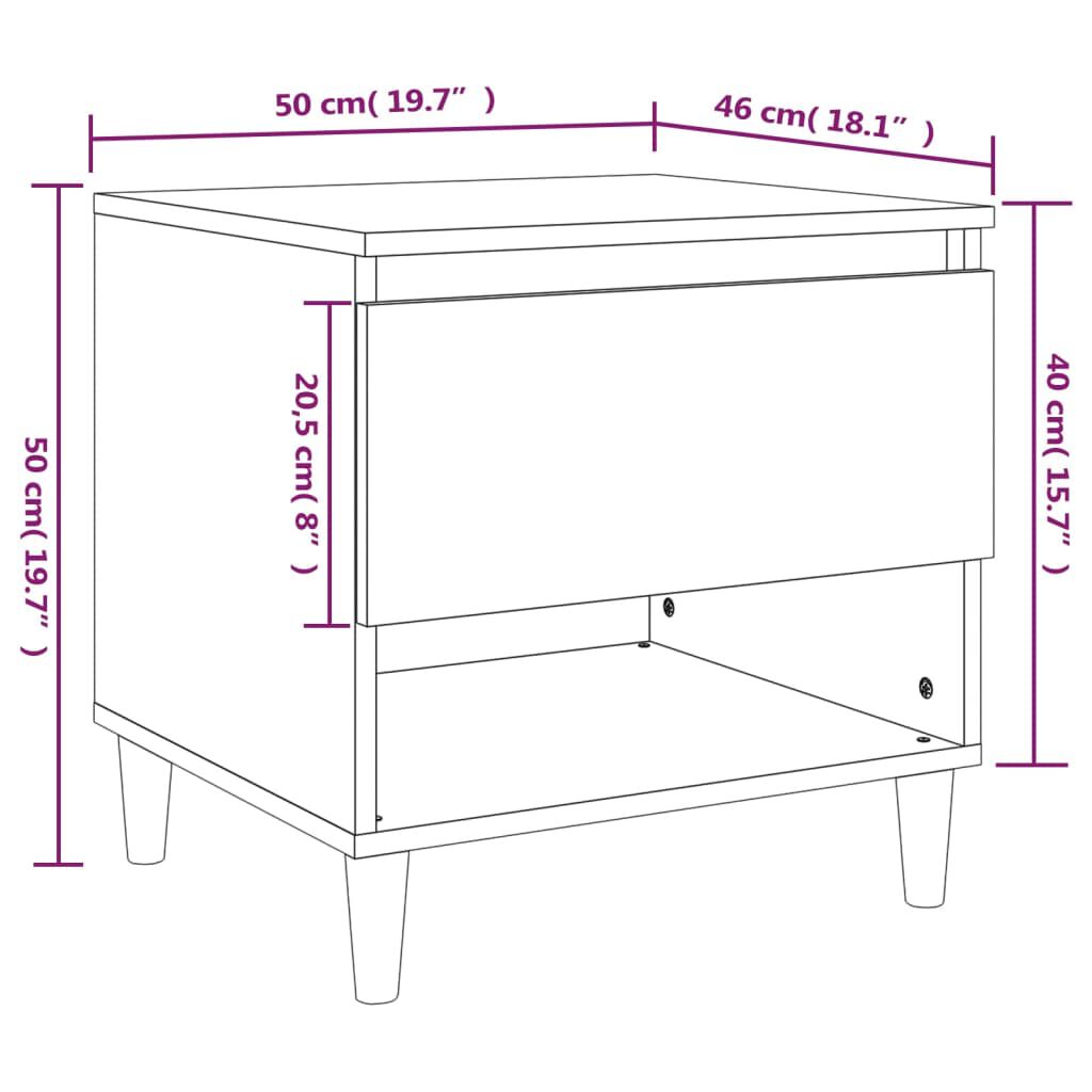 vidaXL Κομοδίνα 2 τεμ Γκρι sonoma 50x46x50 εκ. από Επεξεργασμένο Ξύλο