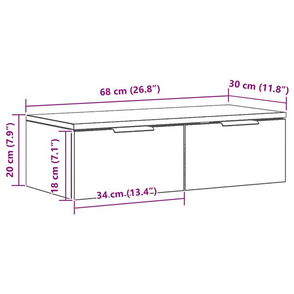 VidaXL Μαύρος δρυός τοίχου ντουλάπα 68x30x20 εκ. από κατασκευασμένο ξύλο