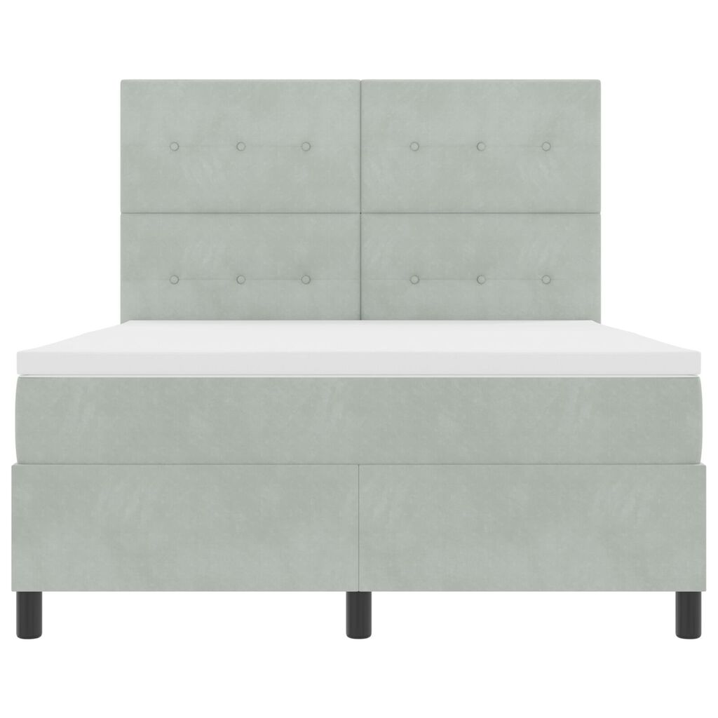 vidaXL Κρεβάτι με Στρώμα Light Grey 160x200 cm Βελούδο