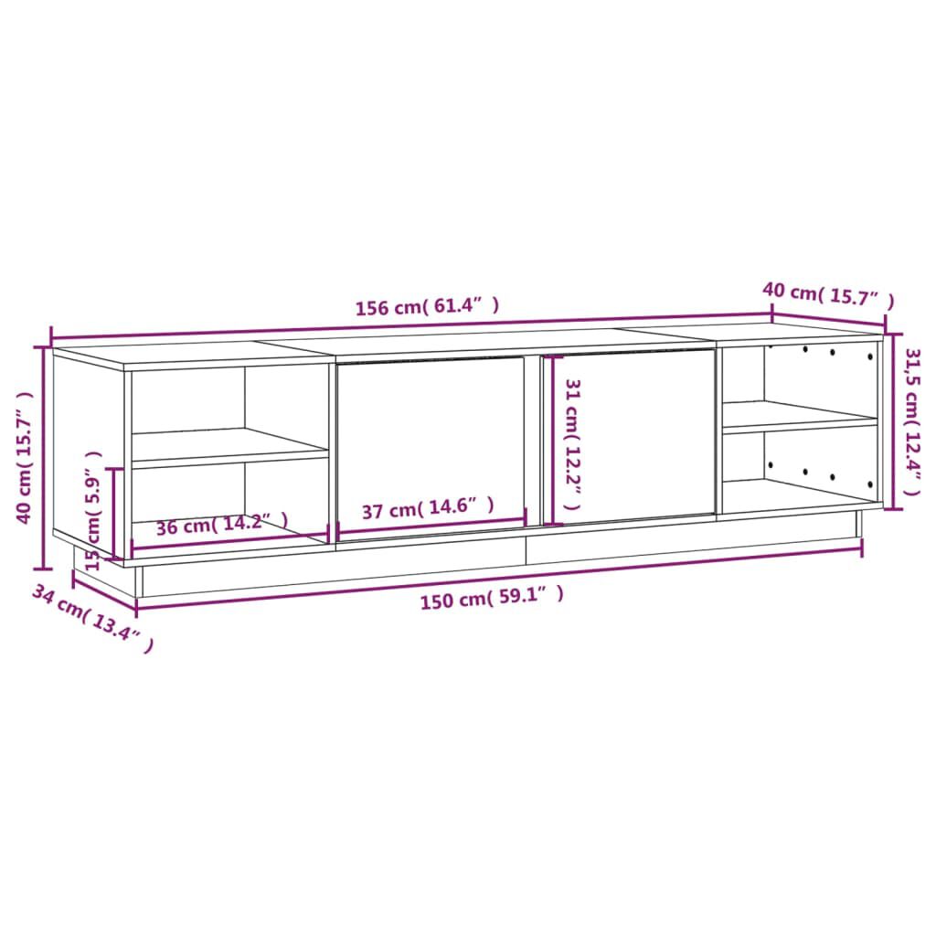 vidaXL Έπιπλο Τηλεόρασης 156 x 40 x 40 εκ. από Μασίφ Ξύλο Πεύκου