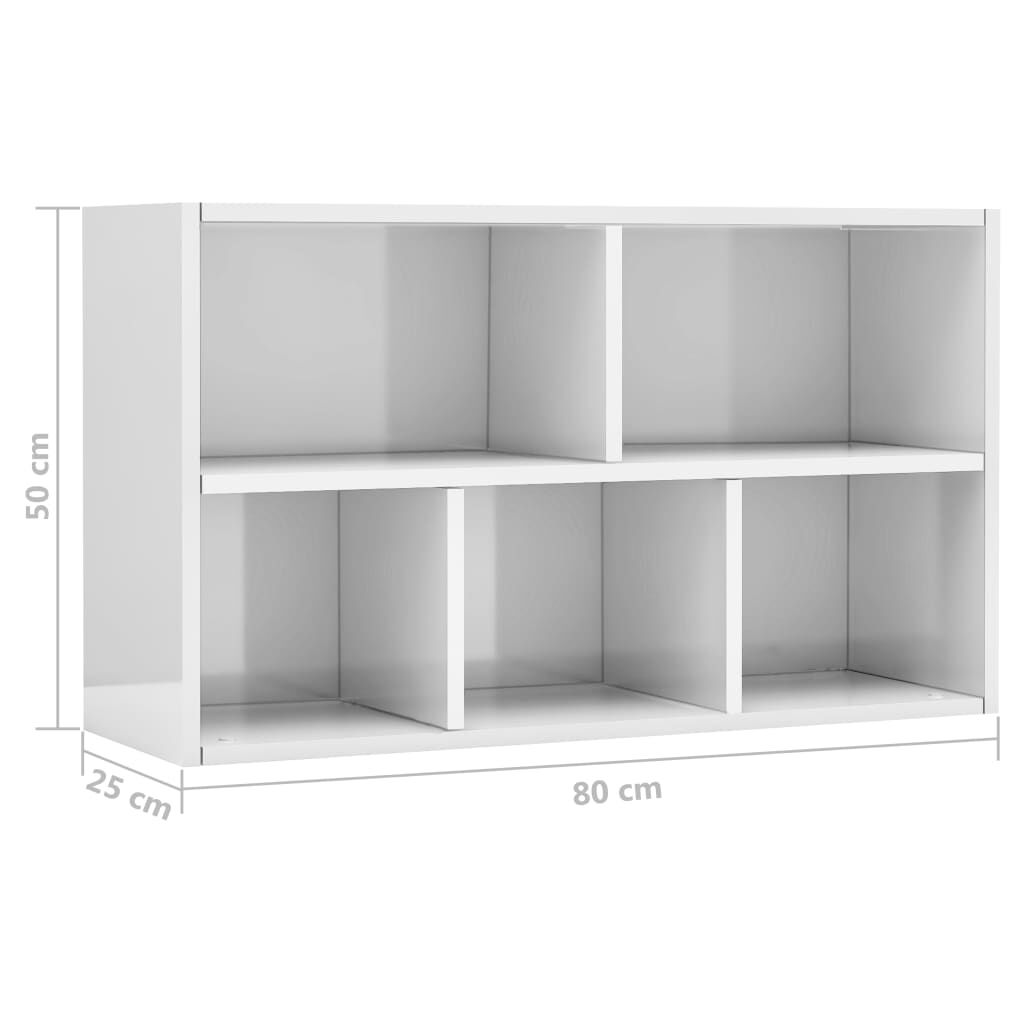 vidaXL Ραφιέρα / Βιβλιοθήκη Γυαλιστερό Λευκό 50x25x80 εκ. Επεξ. Ξύλο