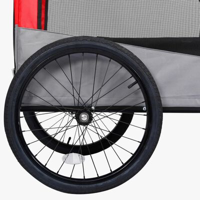 vidaXL Τρέιλερ Ποδηλάτου για Κατοικίδια-Καρότσι Jogging Κόκκινο/Γκρι