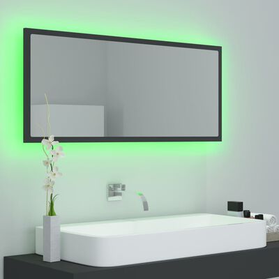 vidaXL Καθρέφτης Μπάνιου με LED Γκρι 100x8,5x37 εκ. από Ακρυλικός