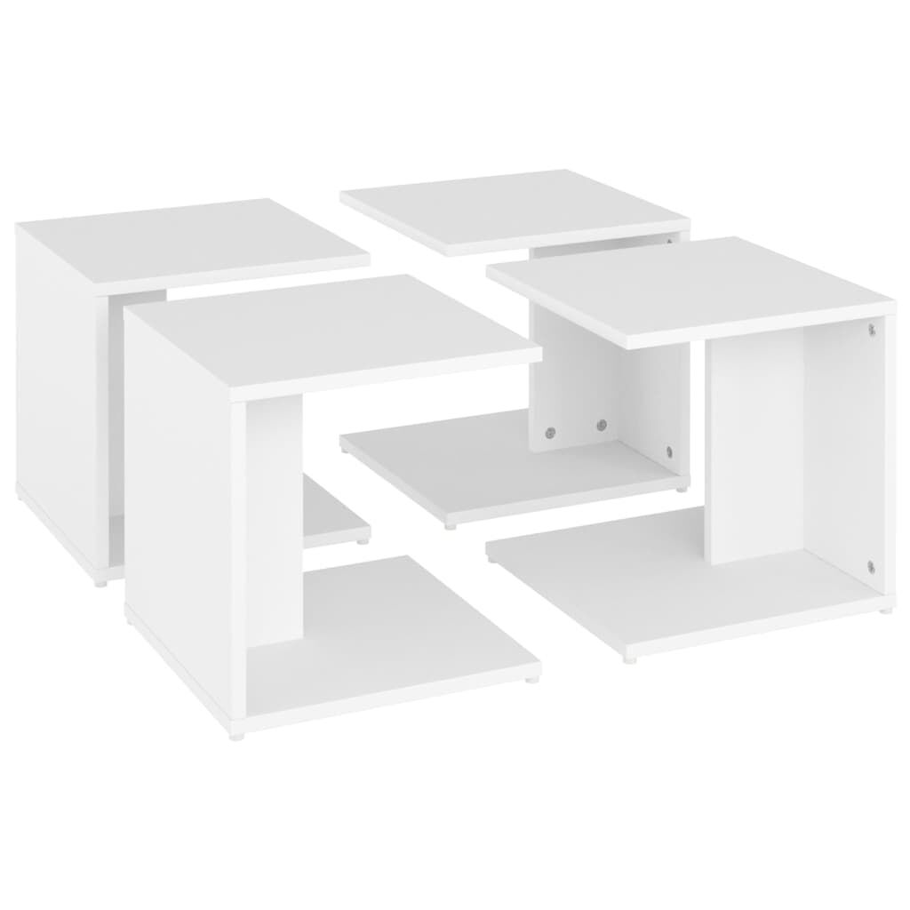 vidaXL Τραπεζάκια Σαλονιού 4 τεμ. Λευκά 33 x 33 x 33 εκ. Επεξ. Ξύλο