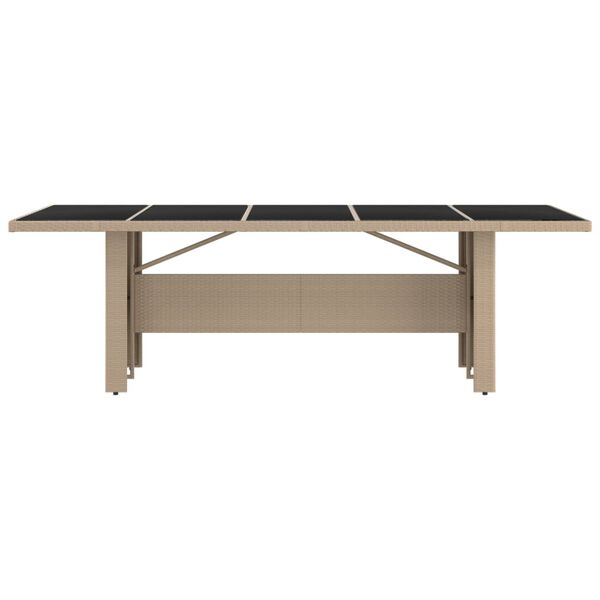 vidaXL Τραπέζι Κήπου Γυάλινη Επιφάνεια Μπεζ Συνθ. Ρατάν & Ψημένο Γυαλί