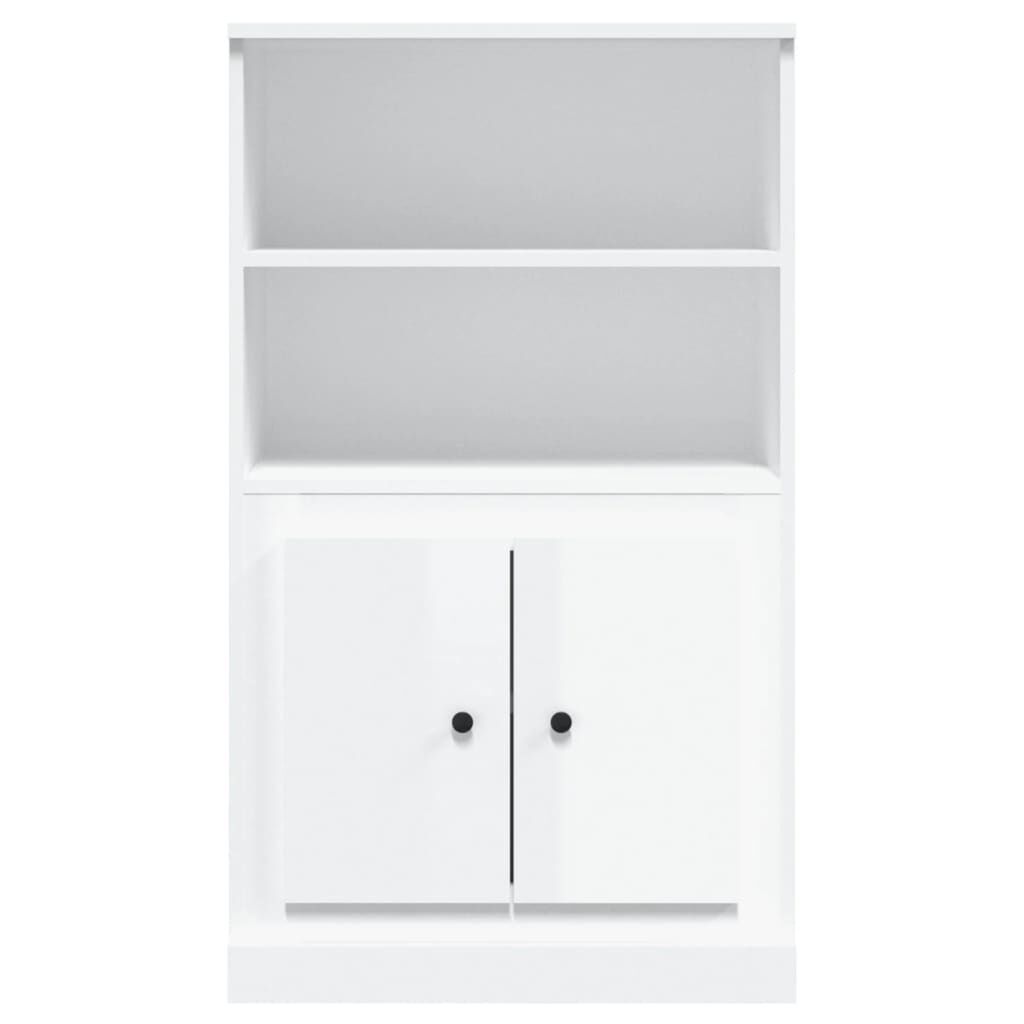vidaXL Ντουλάπι Γυαλ. Λευκό 60x35,5x103,5 εκ. από Επεξεργασμένο Ξύλο